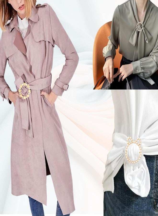 LAIFOOSHEN Scarf Ring T-Shirt Ties for Women Clothing, Gold Metal Round Circle Shirt Clip Decorative Buckles for Clothes. - Image 5